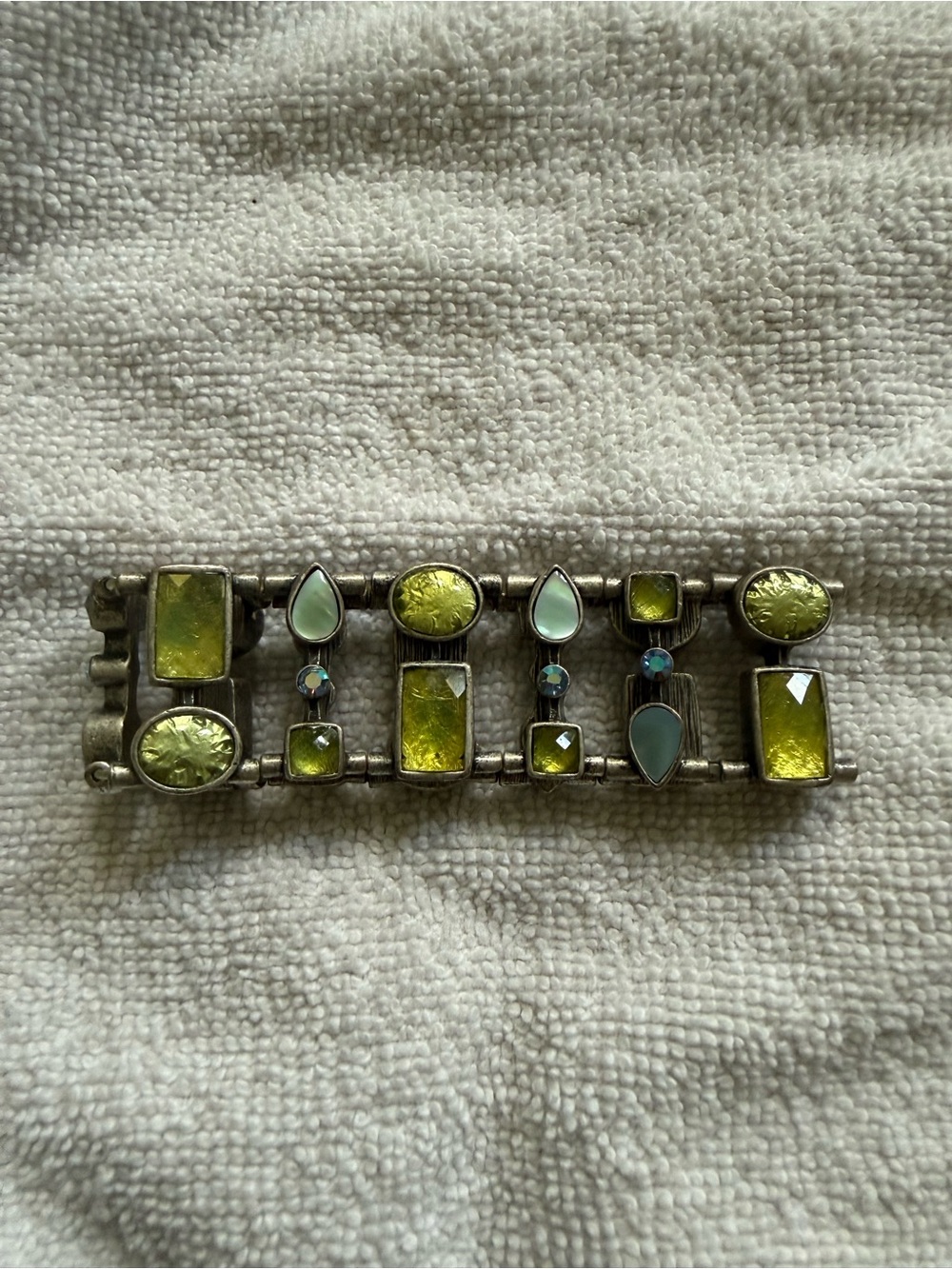 Green Gemstone Multi-Shaped Statement Bracelet
